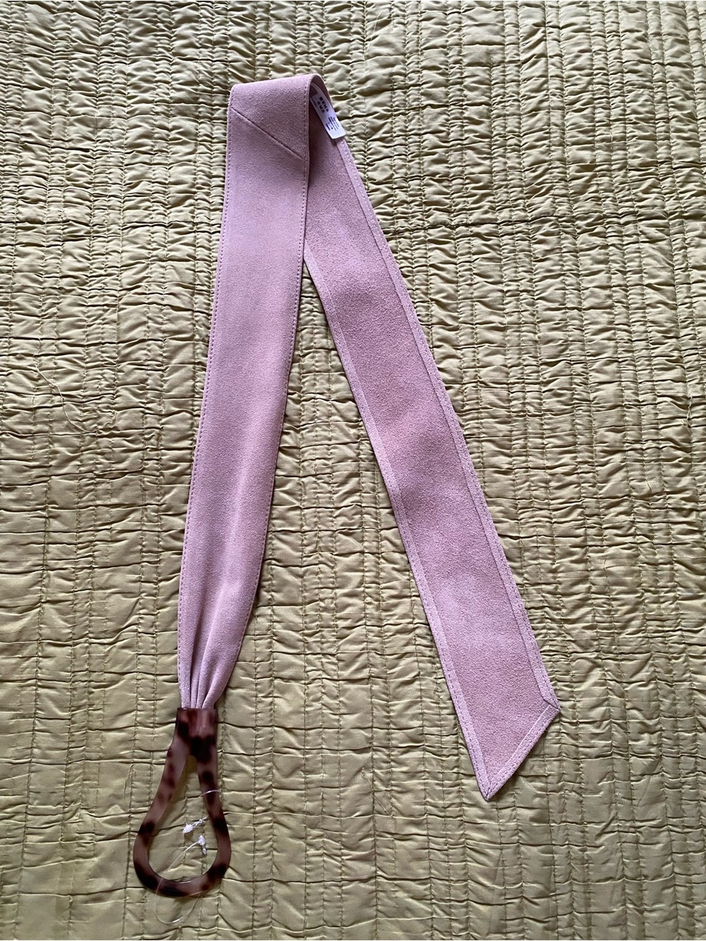 Tan Suede Waist Scarf Belt with Tortoiseshell Loop